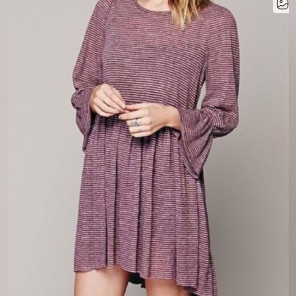Free People Beach Purple Thinly Striped Dress